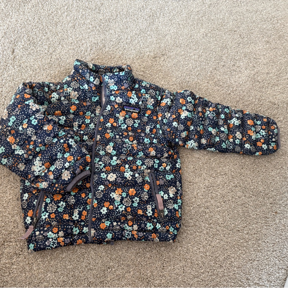 Patagonia Floral Jacket with Blue and Orange Accents